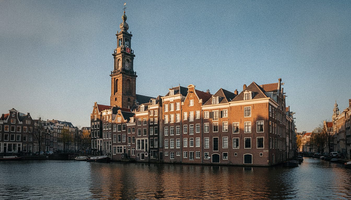 Il canale Prinsengracht e la torre della Westerkerk accanto alla Casa di Anna Frank ad Amsterdam
